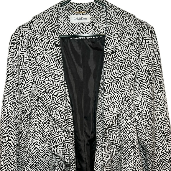 Calvin Klein Black and White Blazer with Draped Lapel - Picture 1 of 7